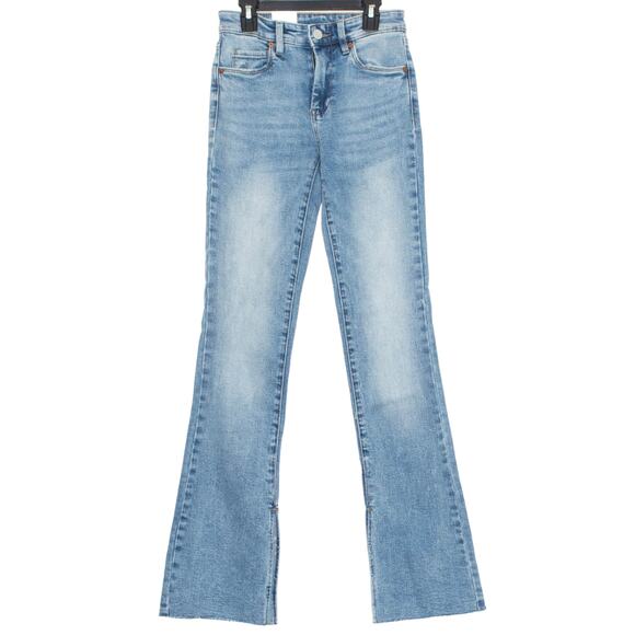 NWT BlankNYC Jeans Hoyt High Rise Mini Flare Boho Retro Hippie 70s Edgy Blue 24 - Picture 1 of 7